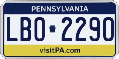 PA license plate LBO2290