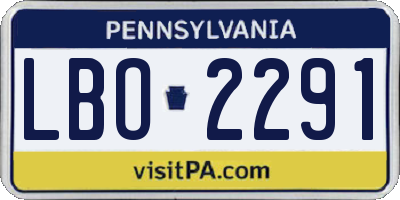 PA license plate LBO2291