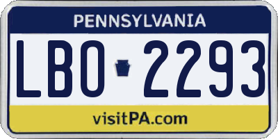 PA license plate LBO2293