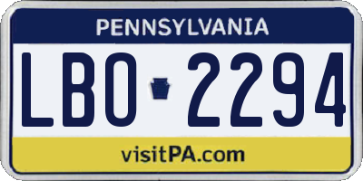 PA license plate LBO2294