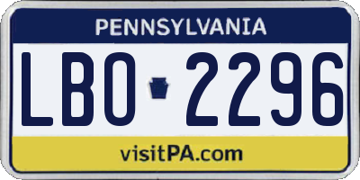 PA license plate LBO2296