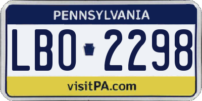 PA license plate LBO2298