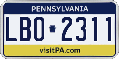 PA license plate LBO2311