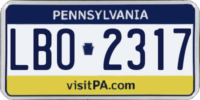 PA license plate LBO2317