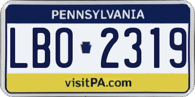 PA license plate LBO2319