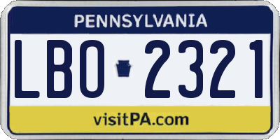 PA license plate LBO2321