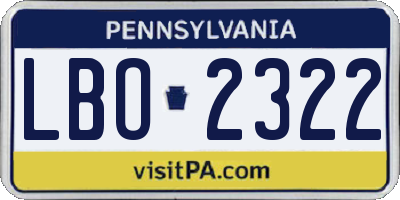 PA license plate LBO2322