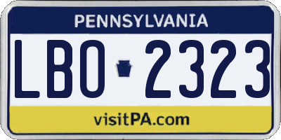 PA license plate LBO2323