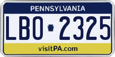 PA license plate LBO2325