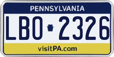 PA license plate LBO2326