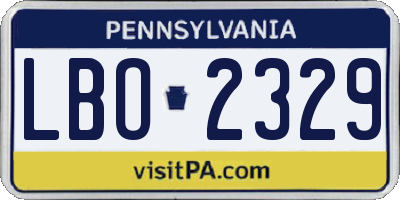 PA license plate LBO2329