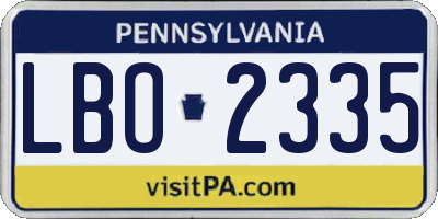 PA license plate LBO2335