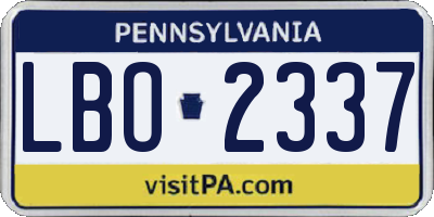 PA license plate LBO2337