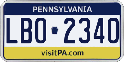 PA license plate LBO2340