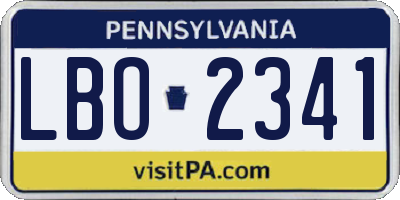PA license plate LBO2341