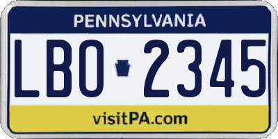 PA license plate LBO2345