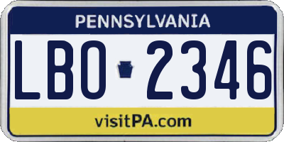 PA license plate LBO2346