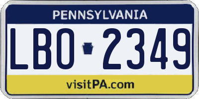 PA license plate LBO2349