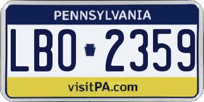 PA license plate LBO2359