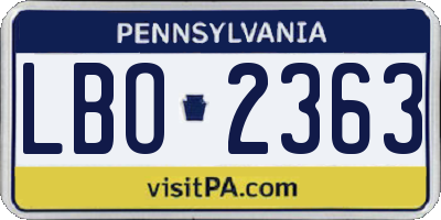 PA license plate LBO2363
