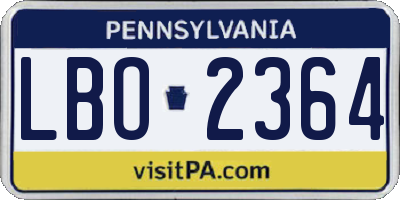 PA license plate LBO2364