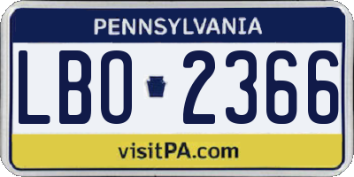 PA license plate LBO2366