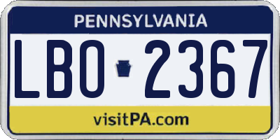 PA license plate LBO2367