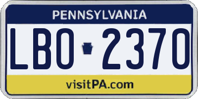 PA license plate LBO2370
