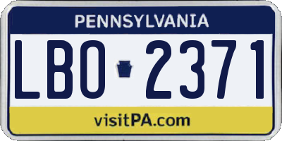 PA license plate LBO2371