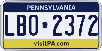 PA license plate LBO2372