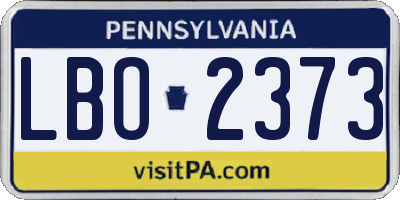 PA license plate LBO2373