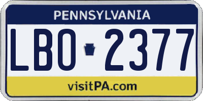 PA license plate LBO2377