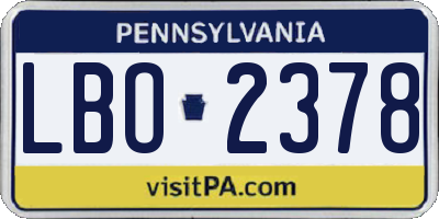 PA license plate LBO2378