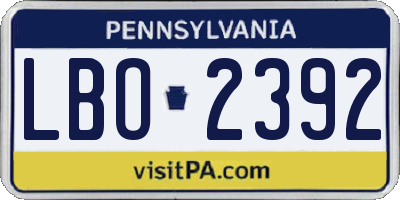 PA license plate LBO2392