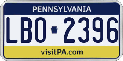 PA license plate LBO2396