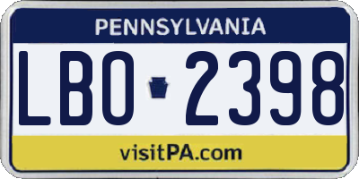 PA license plate LBO2398