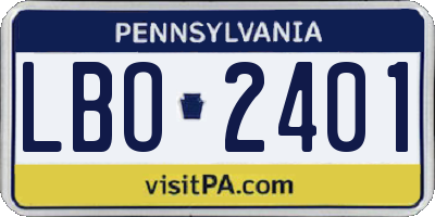PA license plate LBO2401