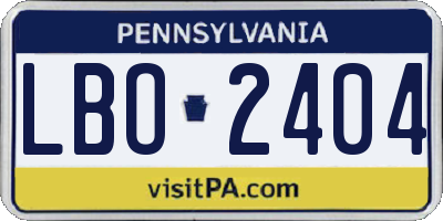 PA license plate LBO2404