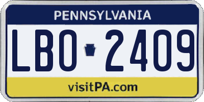 PA license plate LBO2409