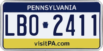 PA license plate LBO2411