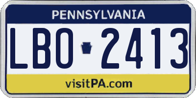 PA license plate LBO2413