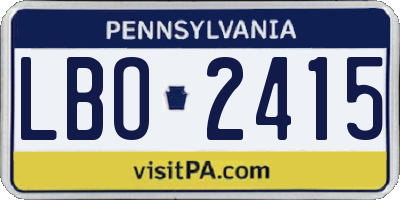 PA license plate LBO2415