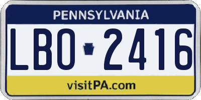 PA license plate LBO2416