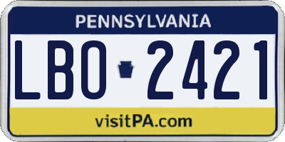 PA license plate LBO2421