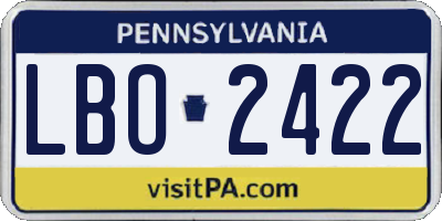 PA license plate LBO2422
