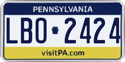 PA license plate LBO2424