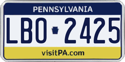 PA license plate LBO2425