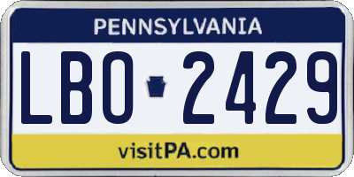 PA license plate LBO2429