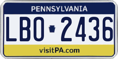 PA license plate LBO2436