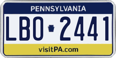 PA license plate LBO2441